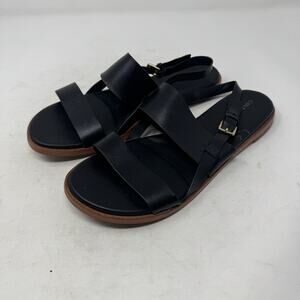Cole Haan Black Leather Flat Sandals Size 8 Minimalist